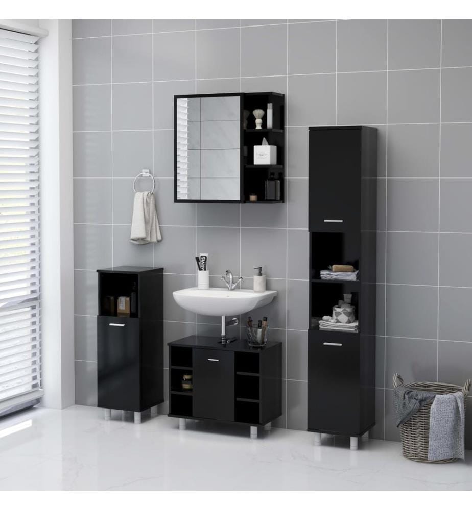 Bad-Spiegelschrank Schwarz 62,5x20,5x64 cm Holzwerkstoff