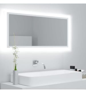 Miroir à LED de salle de bain Blanc 100x8,5x37 cm Acrylique
