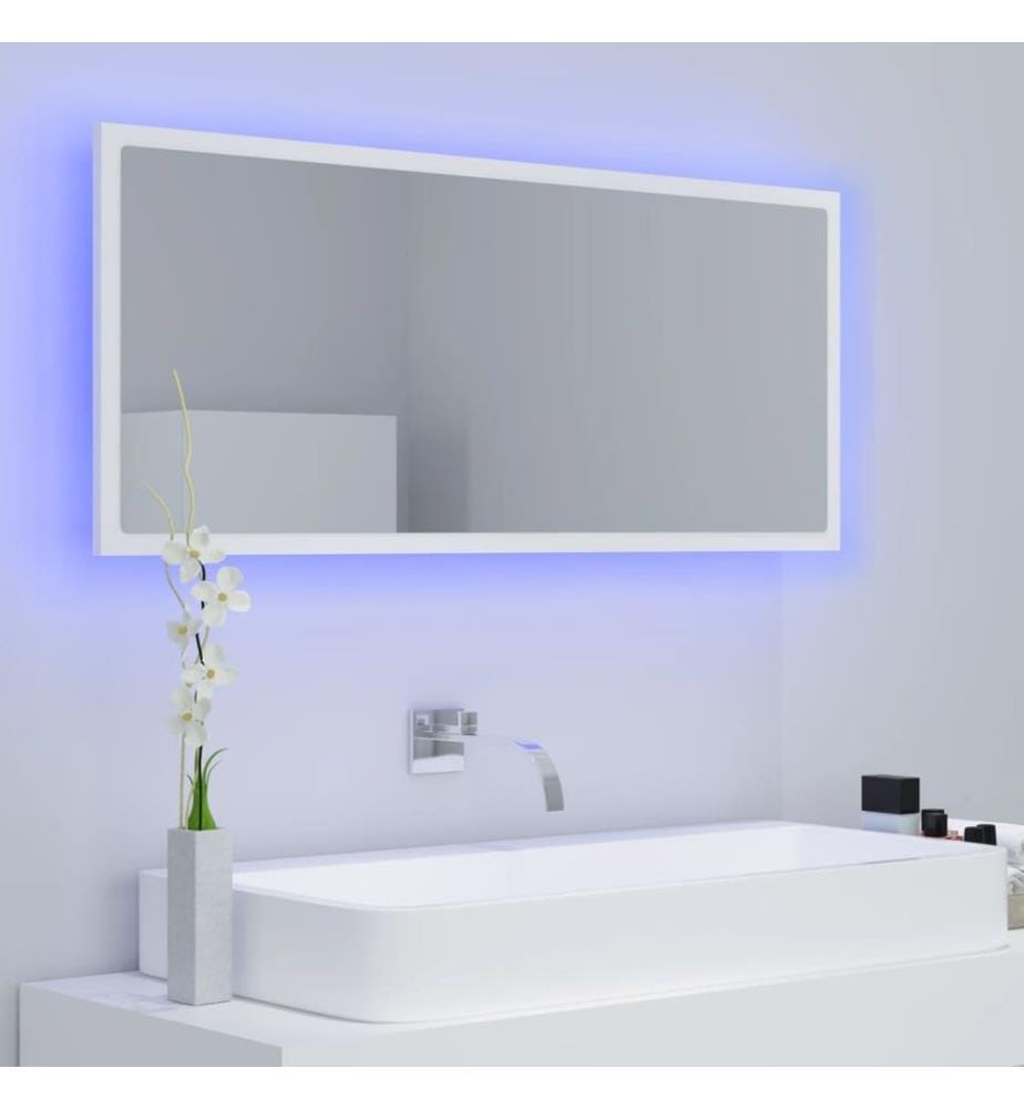 Miroir à LED de salle de bain Blanc 100x8,5x37 cm Acrylique