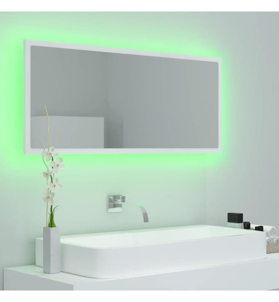 Miroir à LED de salle de bain Blanc 100x8,5x37 cm Acrylique