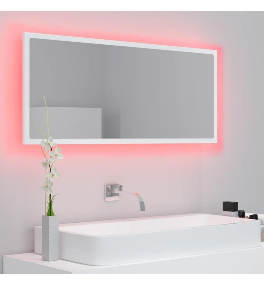 Miroir à LED de salle de bain Blanc 100x8,5x37 cm Acrylique