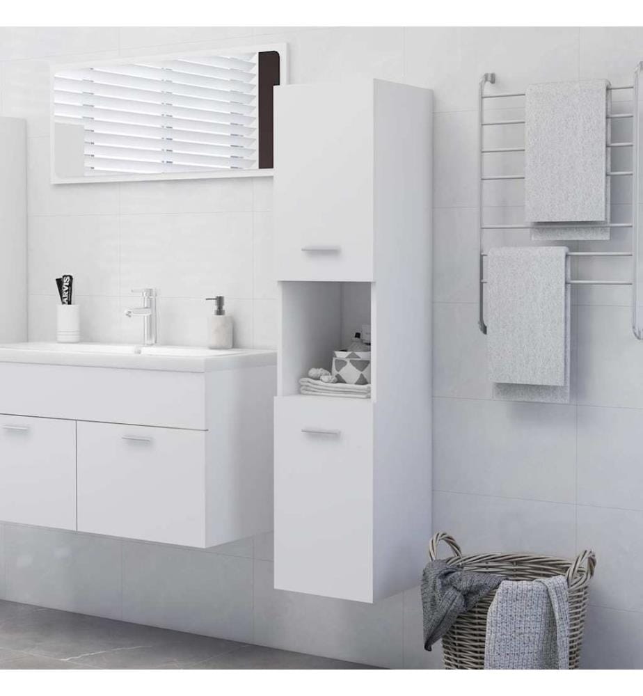 Badezimmerschrank Weiss 30x30x130 cm Holzwerkstoff