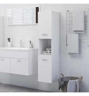Armoire de salle de bain Blanc 30x30x130 cm Bois d'ingénierie