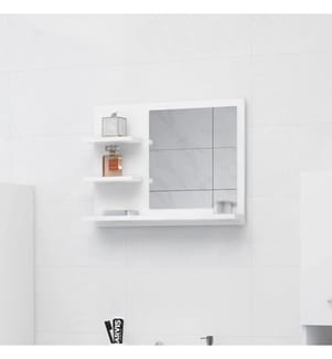 Miroir de salle de bain blanc 60x10,5x45 cm bois d'ingénierie