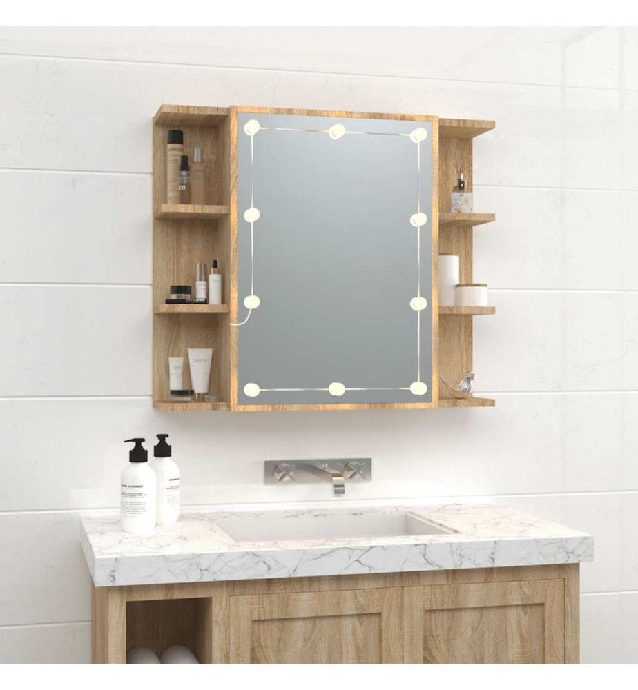 Armoire à miroir avec LED Chêne sonoma 70x16,5x60 cm