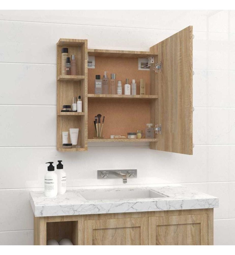 Armoire à miroir avec LED Chêne sonoma 70x16,5x60 cm