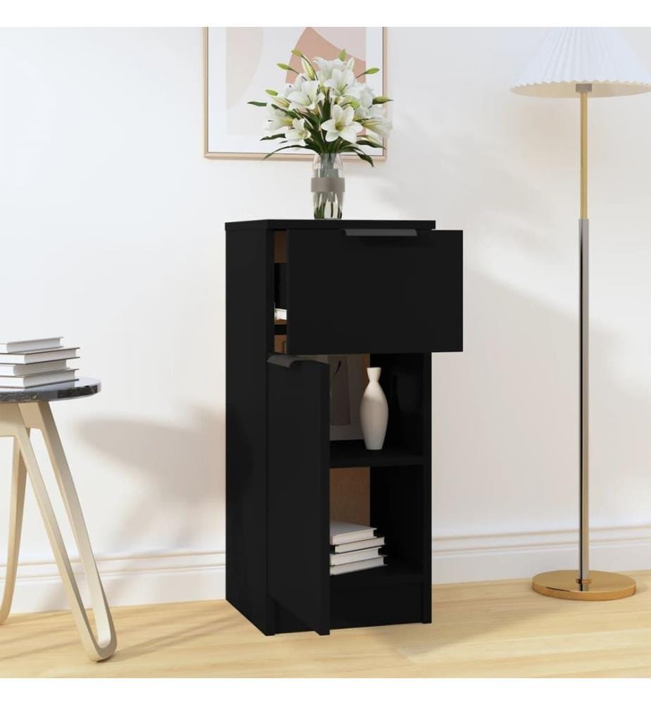 Buffet noir 30x30x70 cm bois d'ingénierie