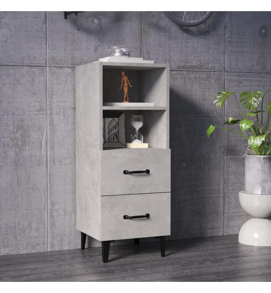 Buffet Gris béton 34,5x34x90 cm Bois d'ingénierie