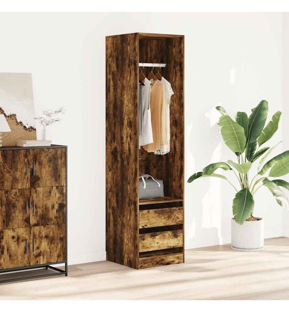 Kleiderschrank mit Schubladen Räuchereiche 50x50x200 cm