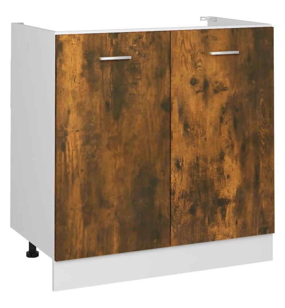 Spülenunterschrank Lyon Räuchereiche 80x46x81,5 cm Holzwerkstoff