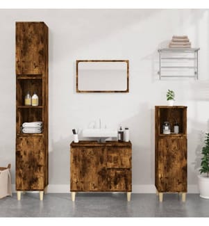 Badschrank Räuchereiche 30x30x190 cm Holzwerkstoff