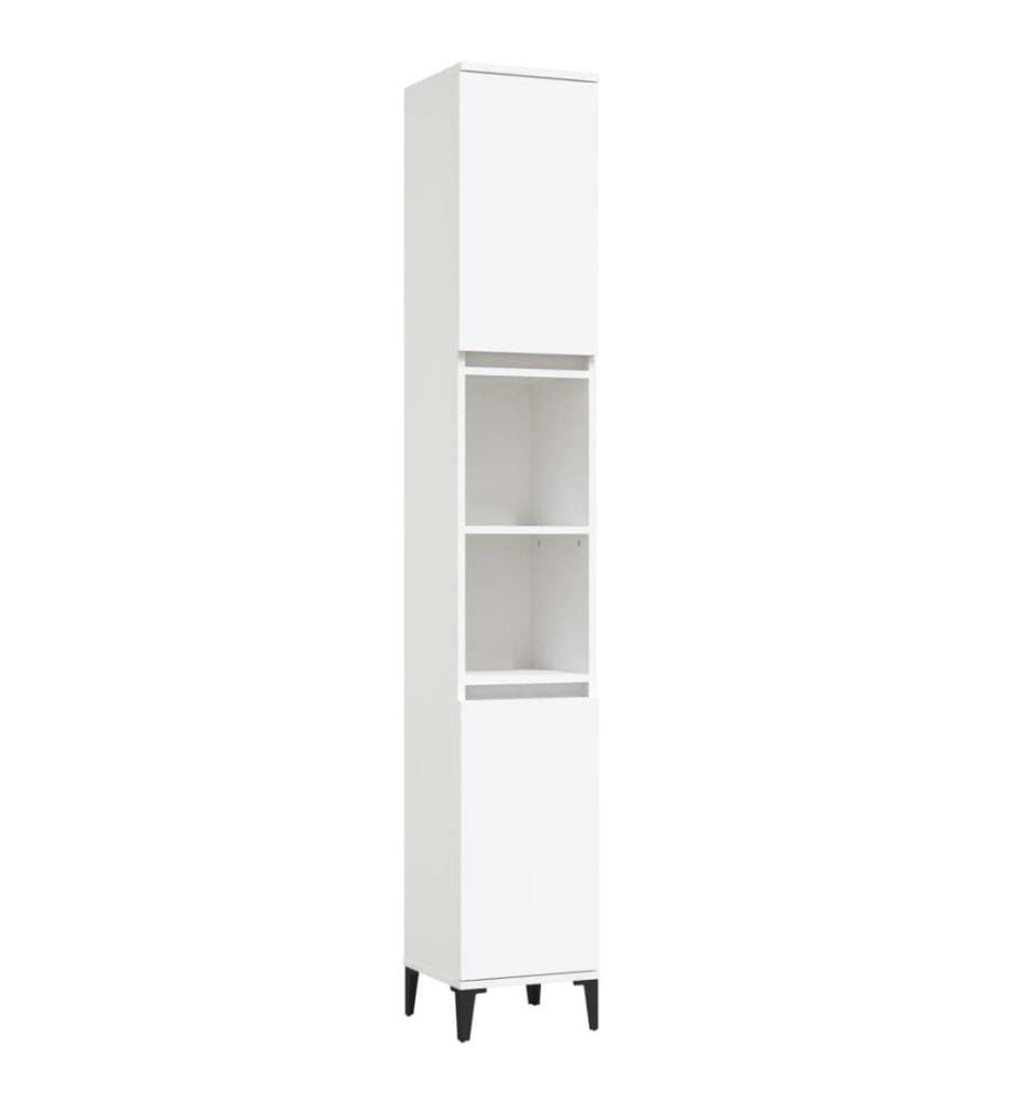 Armoire de salle de bain blanc 30x30x190 cm bois d'ingénierie