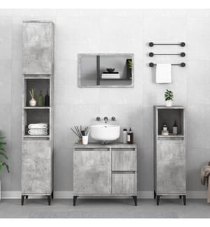 Badschrank Betongrau 30x30x190 cm Holzwerkstoff