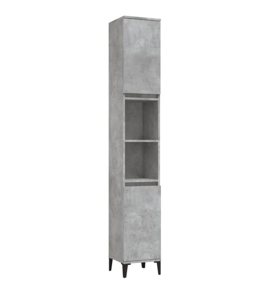 Badschrank Betongrau 30x30x190 cm Holzwerkstoff
