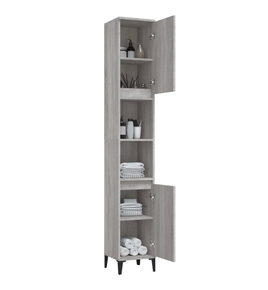Badschrank Grau Sonoma 30x30x190 cm Holzwerkstoff