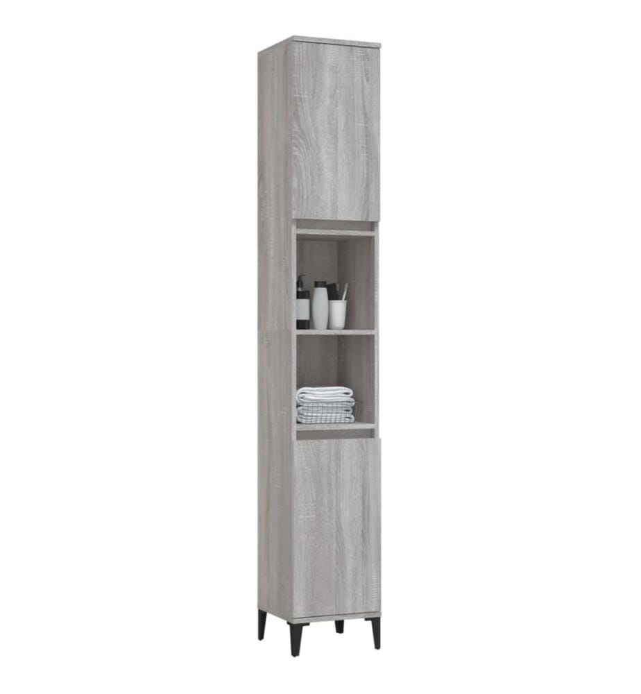 Badschrank Grau Sonoma 30x30x190 cm Holzwerkstoff