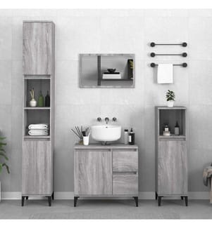 Badschrank Grau Sonoma 65x33x60 cm Holzwerkstoff