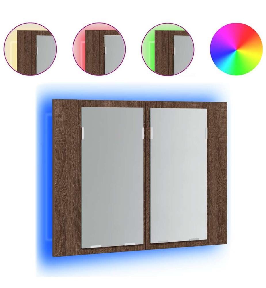 LED-Spiegelschrank Braun Eichen-Optik 60x12x45 cm Holzwerkstoff