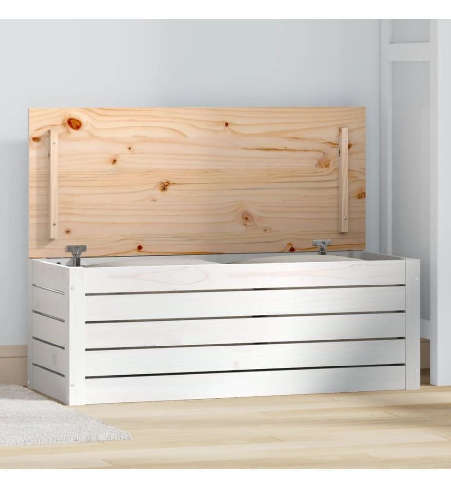 Truhe Weiss 89x36,5x33 cm Massivholz Kiefer
