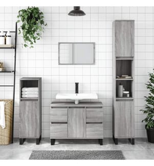 Badschrank Grau Sonoma 30x30x100 cm Holzwerkstoff