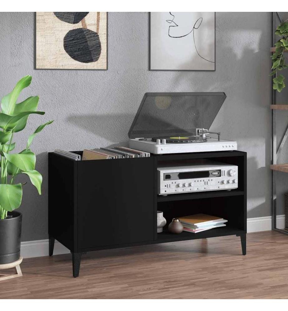 Plattenschrank Schwarz 84,5x38x48 cm Holzwerkstoff