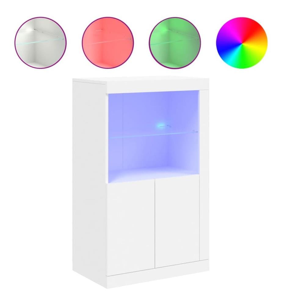 Armoire latérale avec éclairage LED blanc bois d'ingénierie