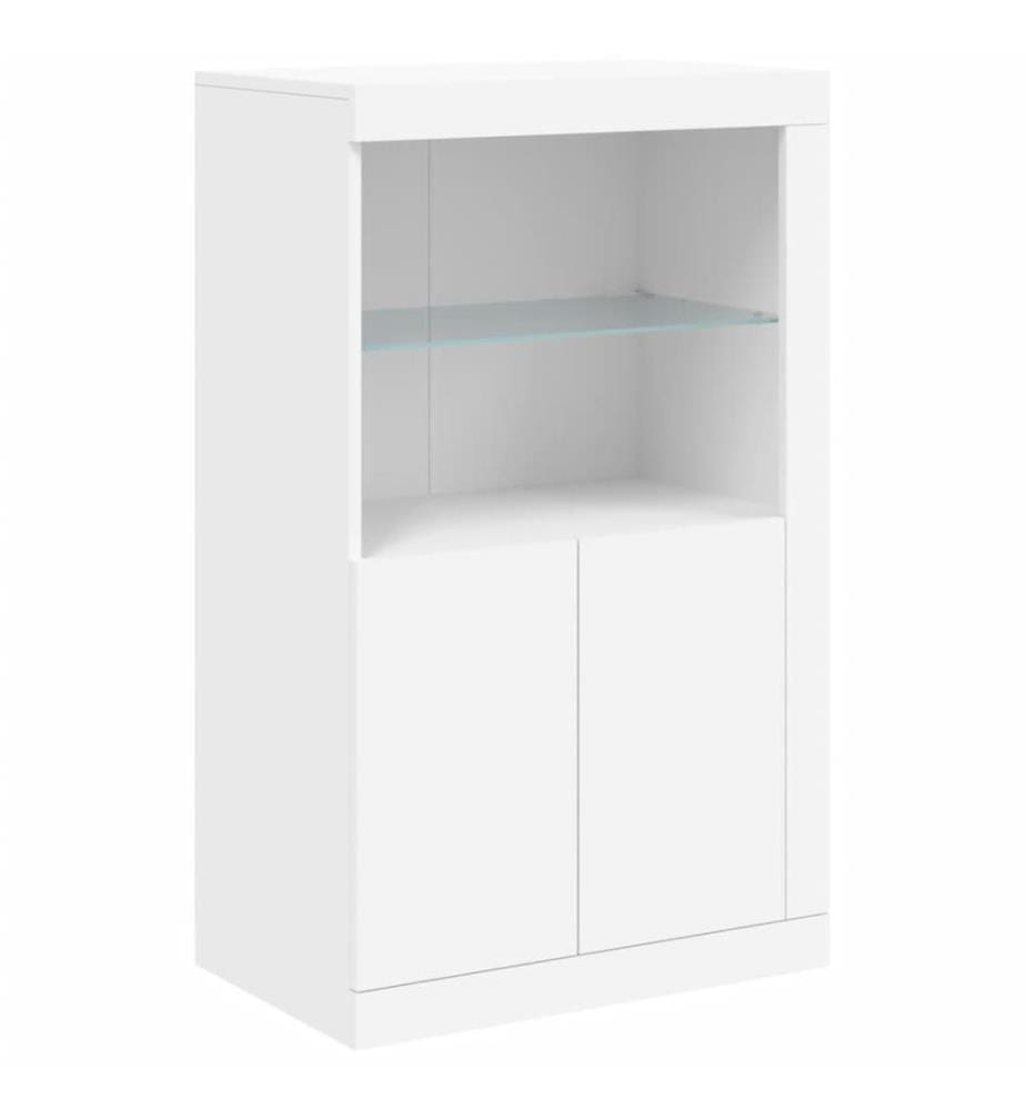 Armoire latérale avec éclairage LED blanc bois d'ingénierie