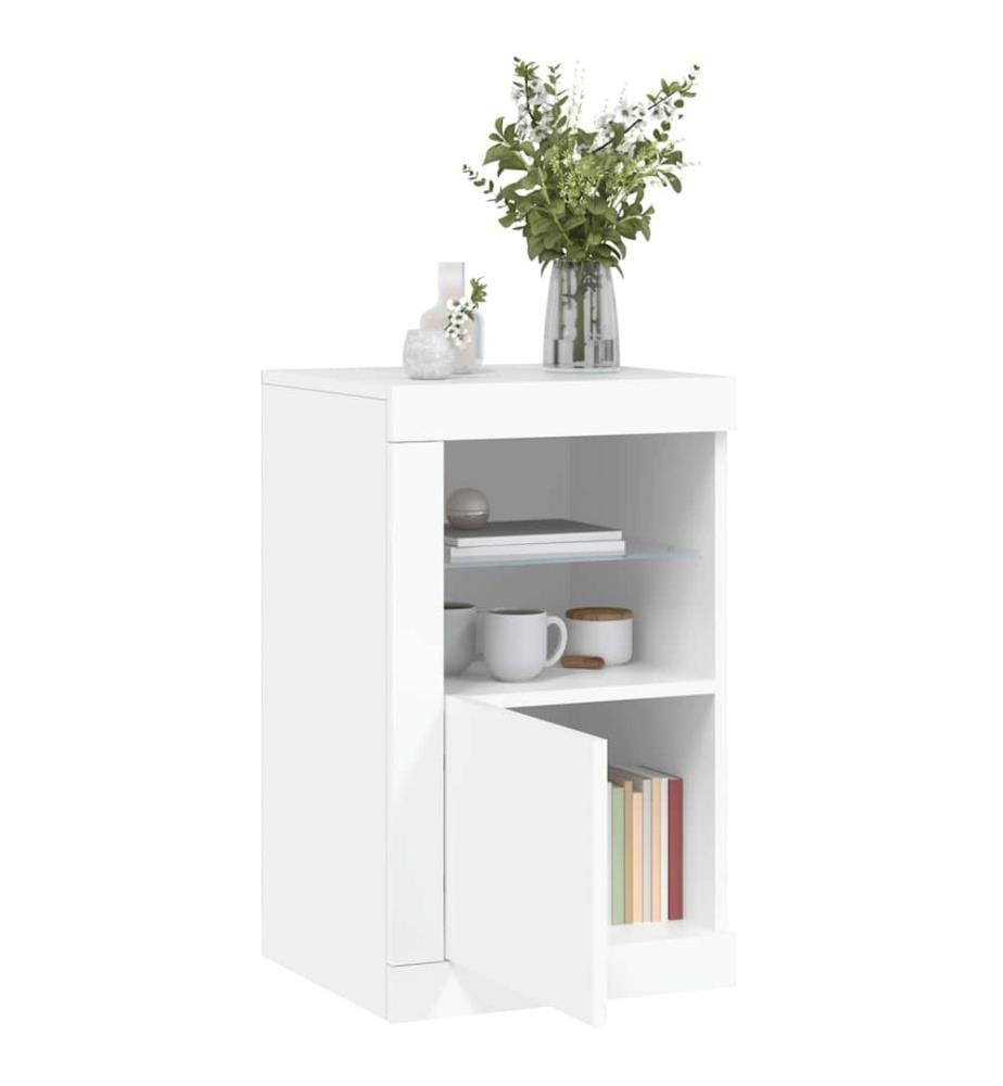 Armoire latérale avec éclairage LED blanc bois d'ingénierie
