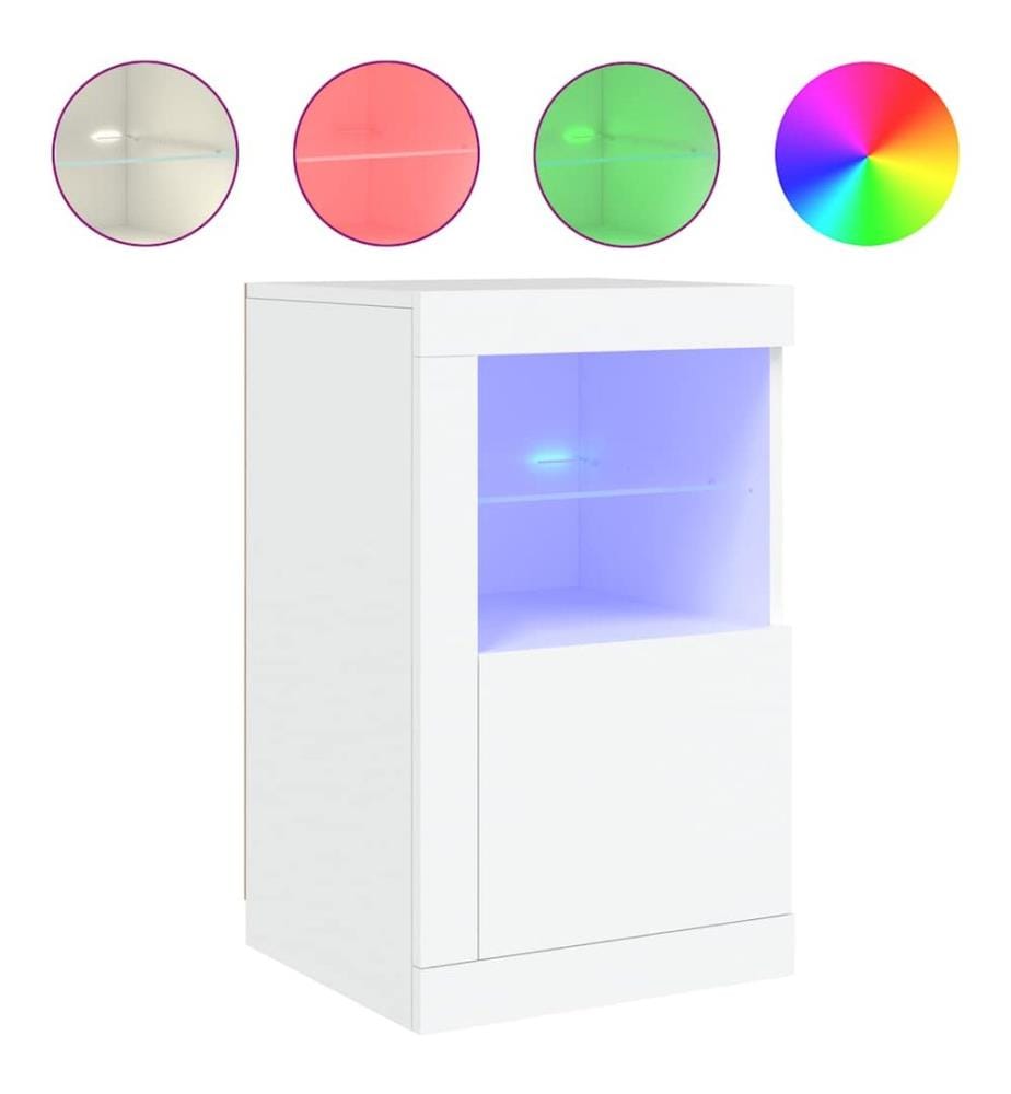 Armoire latérale avec éclairage LED blanc bois d'ingénierie