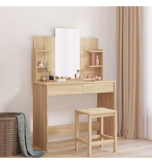 Schminktisch mit Spiegel Sonoma-Eiche 96x39x142 cm