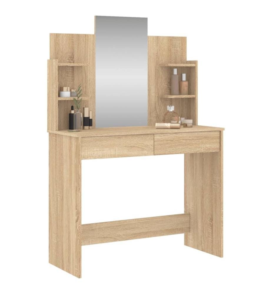Coiffeuse avec miroir chêne sonoma 96x39x142 cm