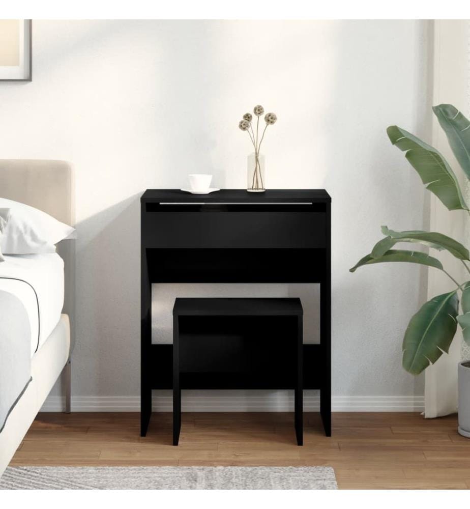 Coiffeuse et tabouret noir 60x40x113,5 cm