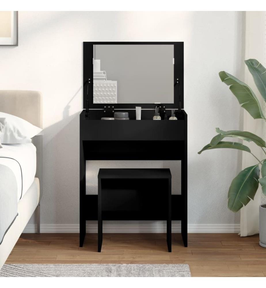 Coiffeuse et tabouret noir 60x40x113,5 cm