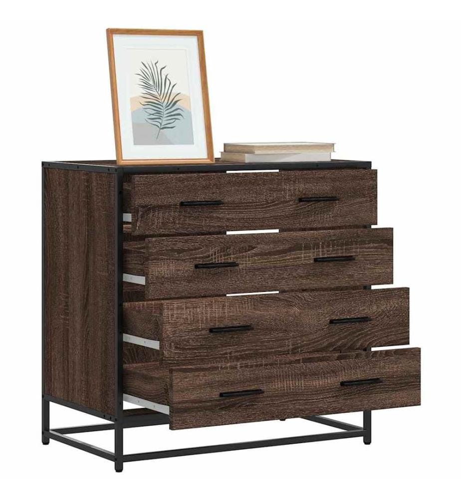 Commode chêne marron 70x41x70 cm bois d'ingénierie