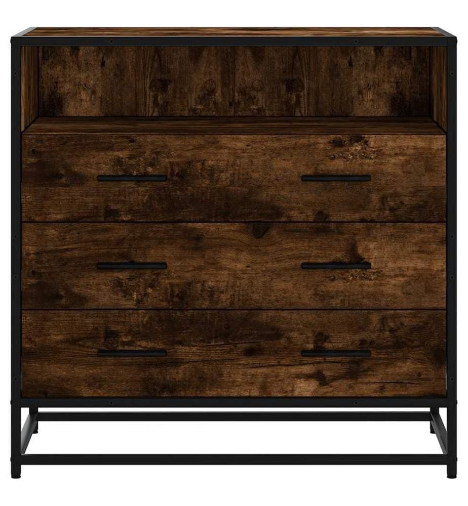 Commode chêne fumé 70x41x70 cm bois d'ingénierie