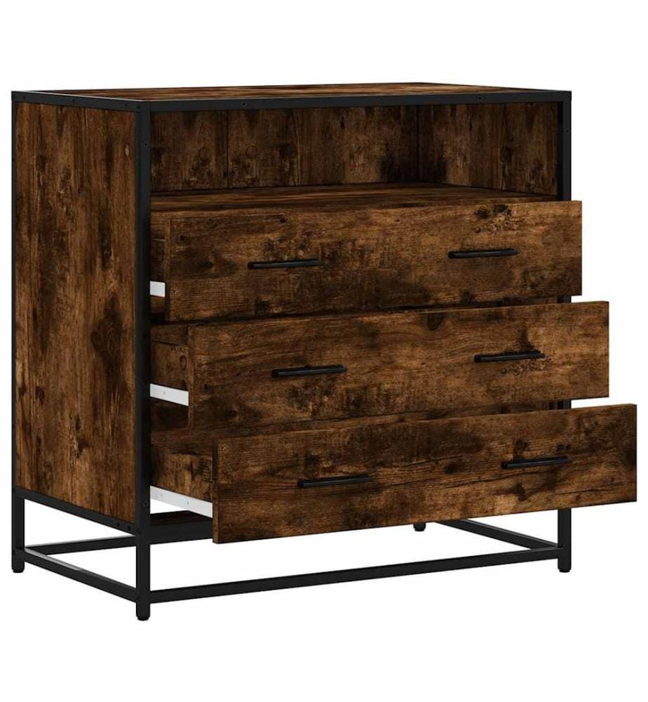 Commode chêne fumé 70x41x70 cm bois d'ingénierie