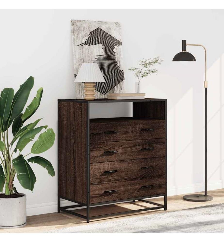 Commode chêne marron 70x41x83,5 cm bois d'ingénierie
