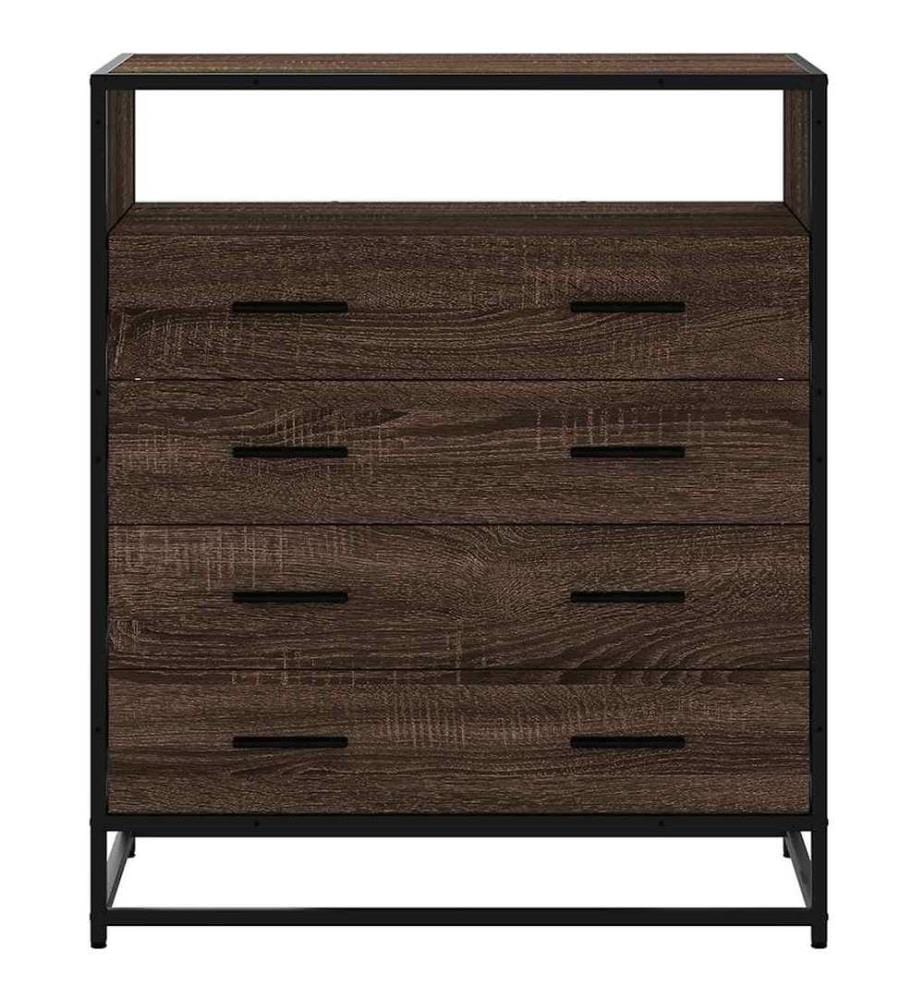 Commode chêne marron 70x41x83,5 cm bois d'ingénierie