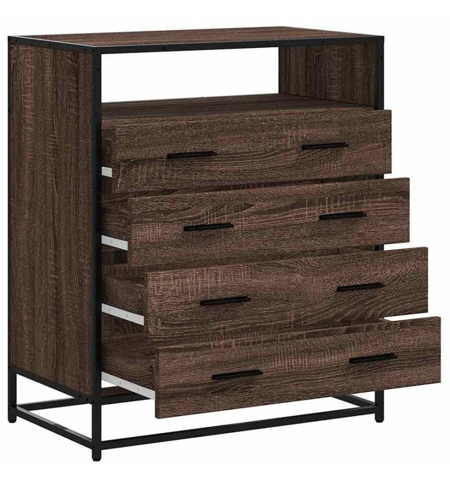 Commode chêne marron 70x41x83,5 cm bois d'ingénierie
