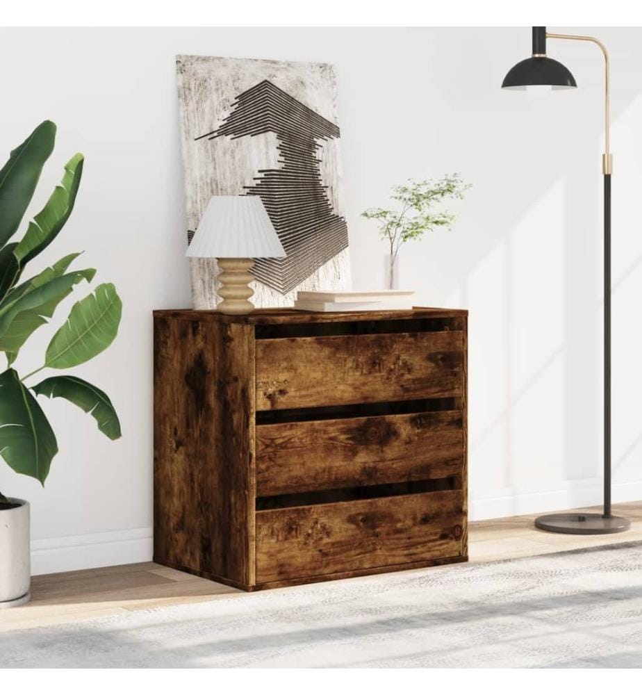 Commode d'angle chêne fumé 60x41x58 cm bois d'ingénierie