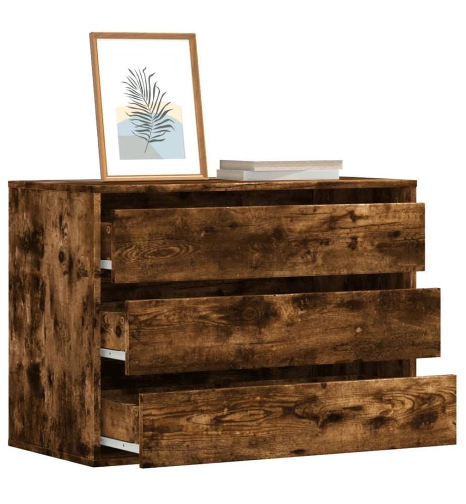 Commode d'angle chêne fumé 80x41x58 cm bois d'ingénierie