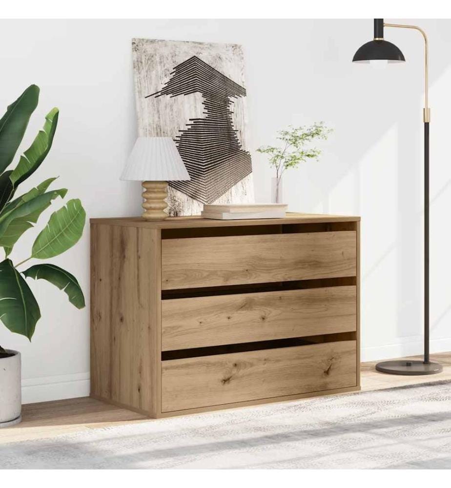 Commode d'angle chêne artisanal 80x41x58 cm bois d'ingénierie