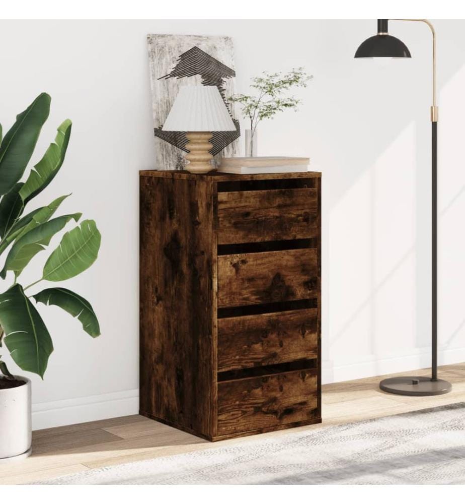 Commode d'angle chêne fumé 40x41x76 cm bois d'ingénierie
