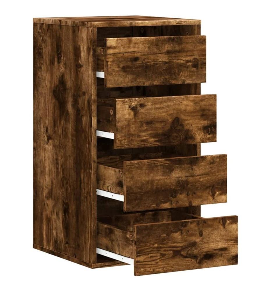 Commode d'angle chêne fumé 40x41x76 cm bois d'ingénierie
