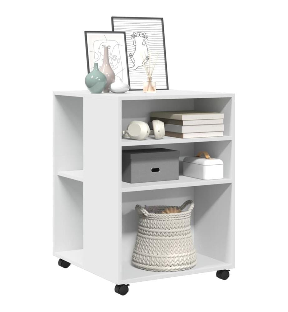 Beistelltisch mit Rollen Weiss 55x60x78 cm Holzwerkstoff