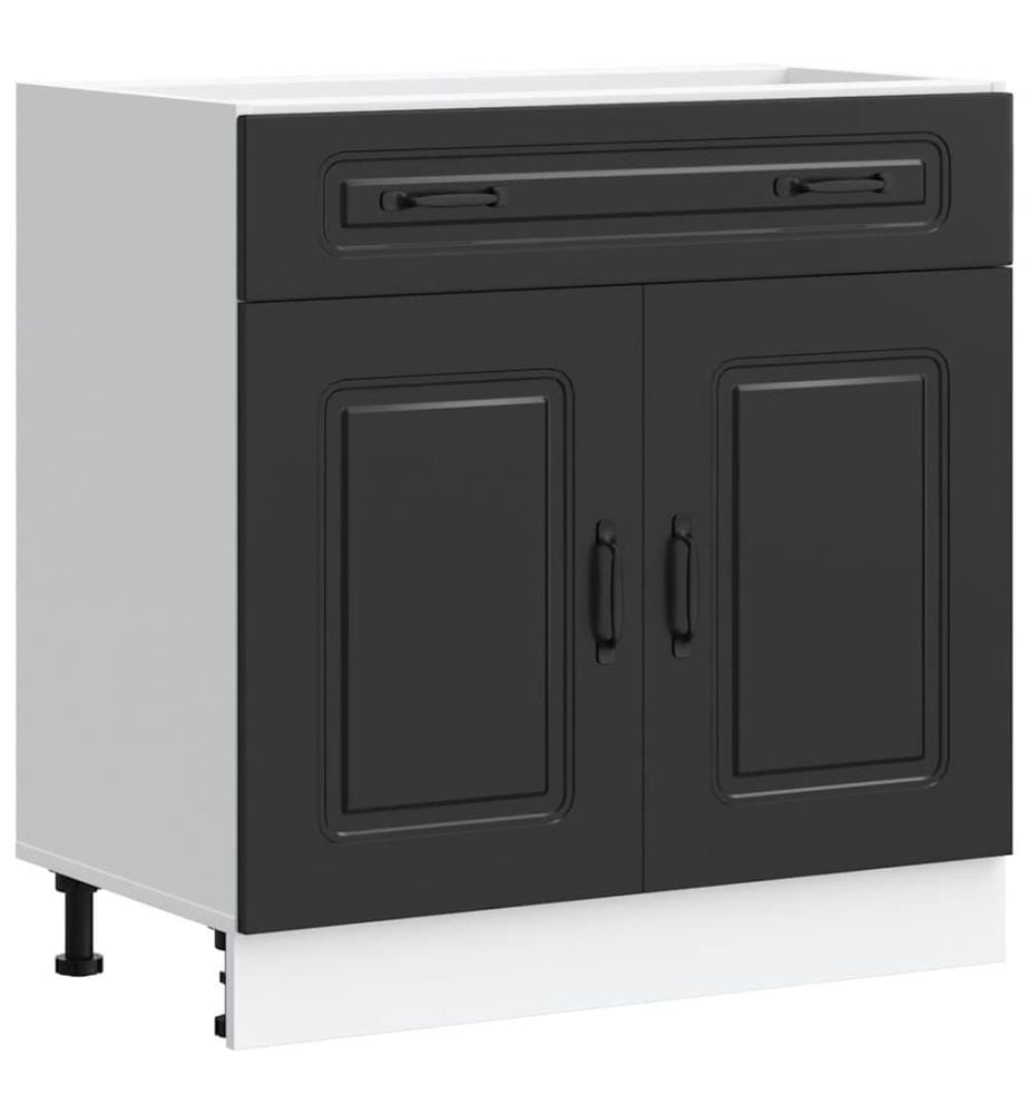 Armoire de cuisine Kalmar noir bois d'ingénierie