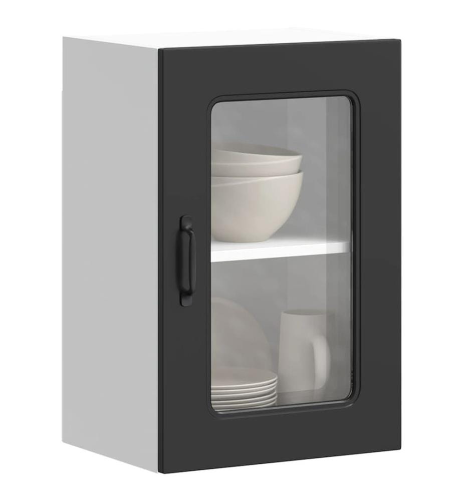 Armoire murale de cuisine avec porte en verre Kalmar noir