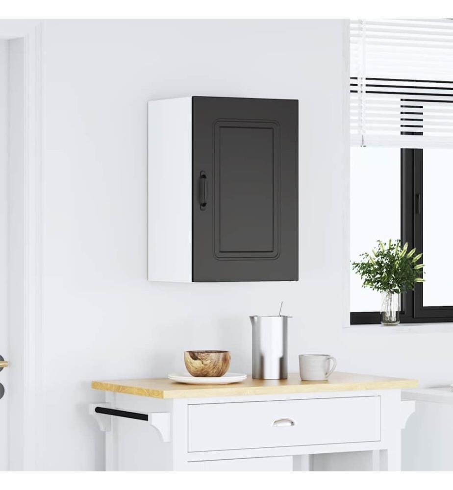 Armoire murale de cuisine Kalmar noir bois d'ingénierie