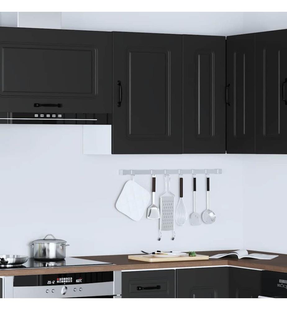 Armoire murale de cuisine Kalmar noir bois d'ingénierie