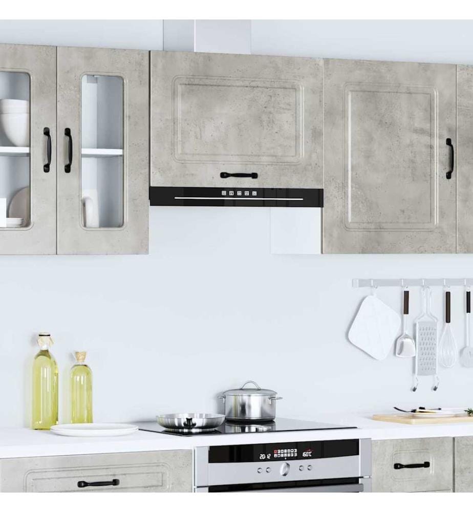 Armoire murale de cuisine Kalmar gris béton bois d'ingénierie